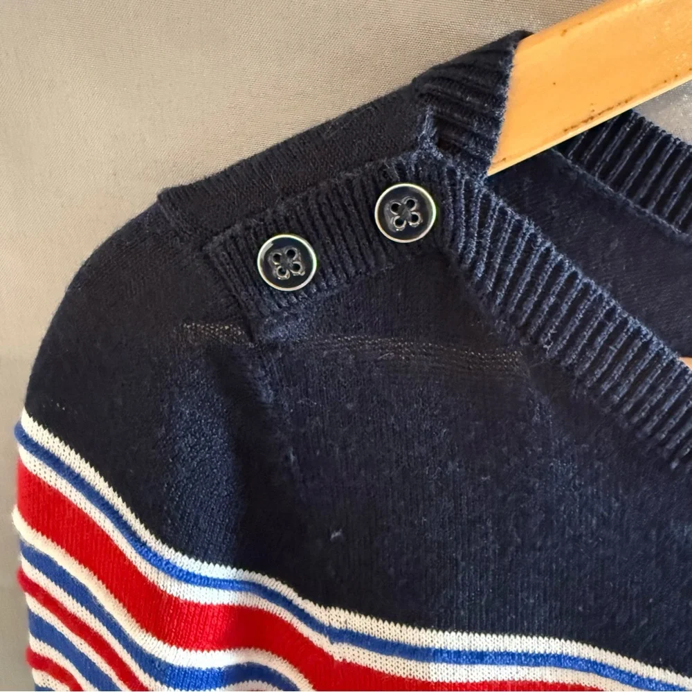 Talbots Red Blue White Striped light weight sweater womens size S Classic